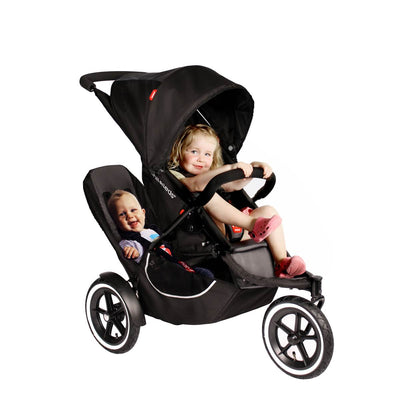 Phil & Teds Classic Inline Baby Stroller w/ Double Kit Seat - Black - Open Box