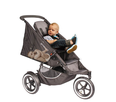 Phil & Teds Classic Inline Baby Stroller with Double Kit Seat - Black - Used