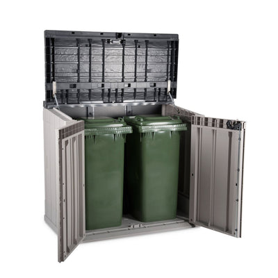 Toomax Stora Way All Weather Outdoor 6' x 3.5' Storage Shed Cabinet, Taupe Gray - VMInnovations