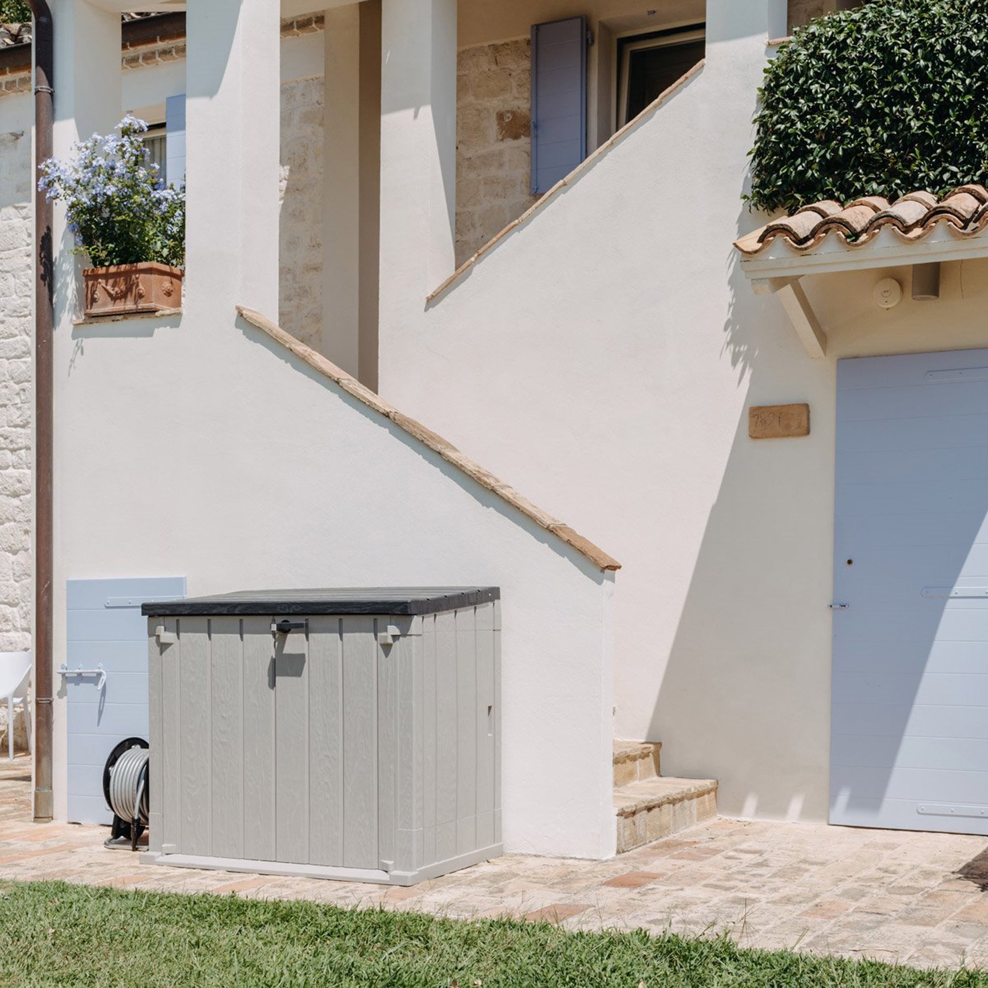 Toomax Stora Way All Weather Outdoor 6' x 3.5' Storage Shed Cabinet, Taupe Gray - VMInnovations