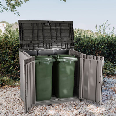 Toomax Stora Way All Weather Outdoor XL 7' x 3.5' Storage Shed Cabinet, Taupe