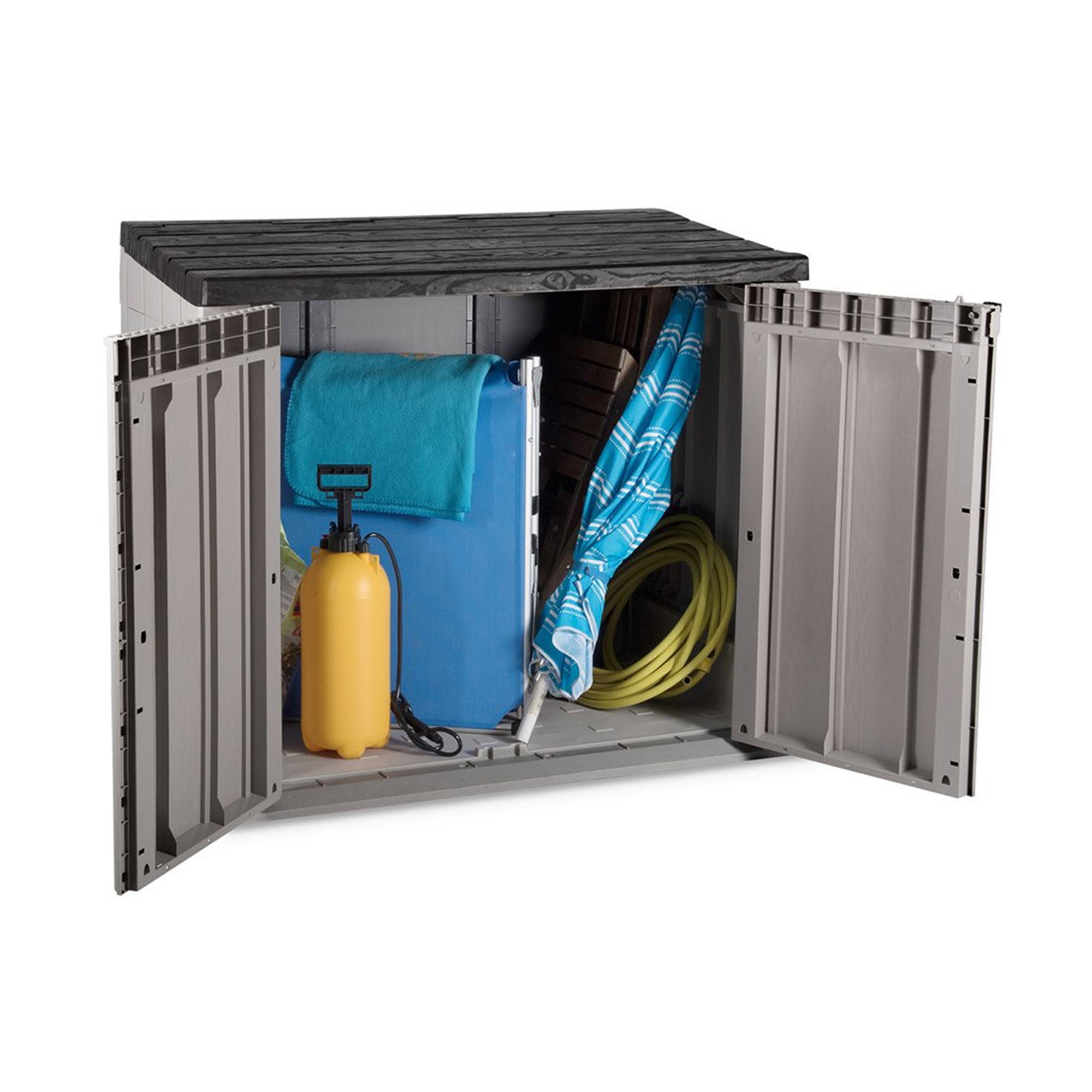 Toomax Stora Way All Weather Outdoor XL 7' x 3.5' Storage Shed Cabinet, Taupe