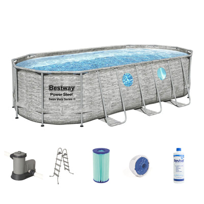 Bestway Power Steel Swim Vista 18ft x 9ft x 48in Above Ground Swimming Pool Set - VMInnovations