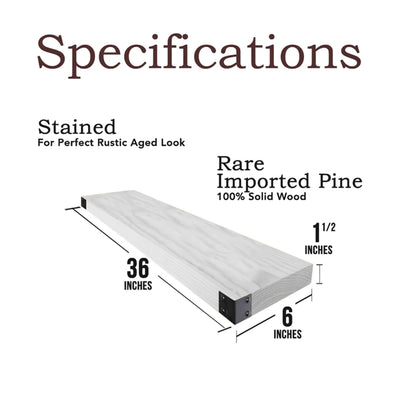 Willow & Grace Bryan 36" Floating Wood Wall Mount Shelves, White Set of 2 (Used) - VMInnovations