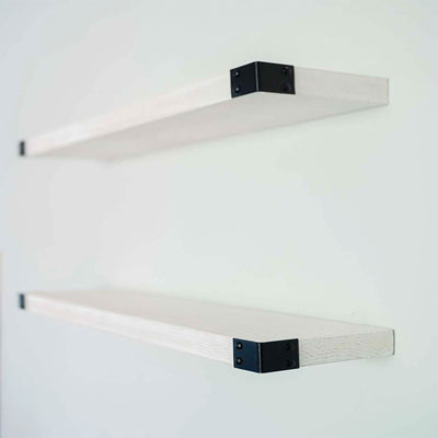 Willow & Grace Bryan 36" Floating Wood Wall Mount Shelves, White Set of 2 (Used) - VMInnovations