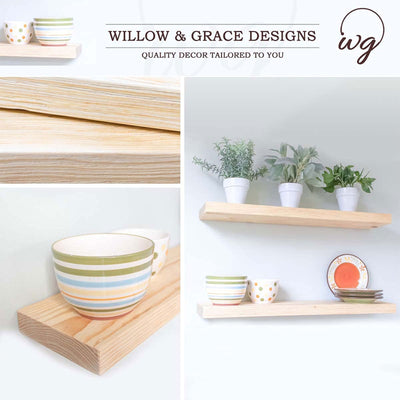 Willow & Grace Caro 24" Floating Wood Wall Mount Shelves, Set of 2 (Open Box) - VMInnovations