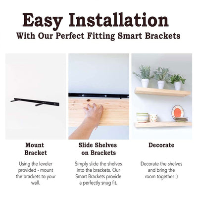 Willow & Grace Caro 24" Floating Wood Wall Mount Shelves, Set of 2 (Open Box) - VMInnovations