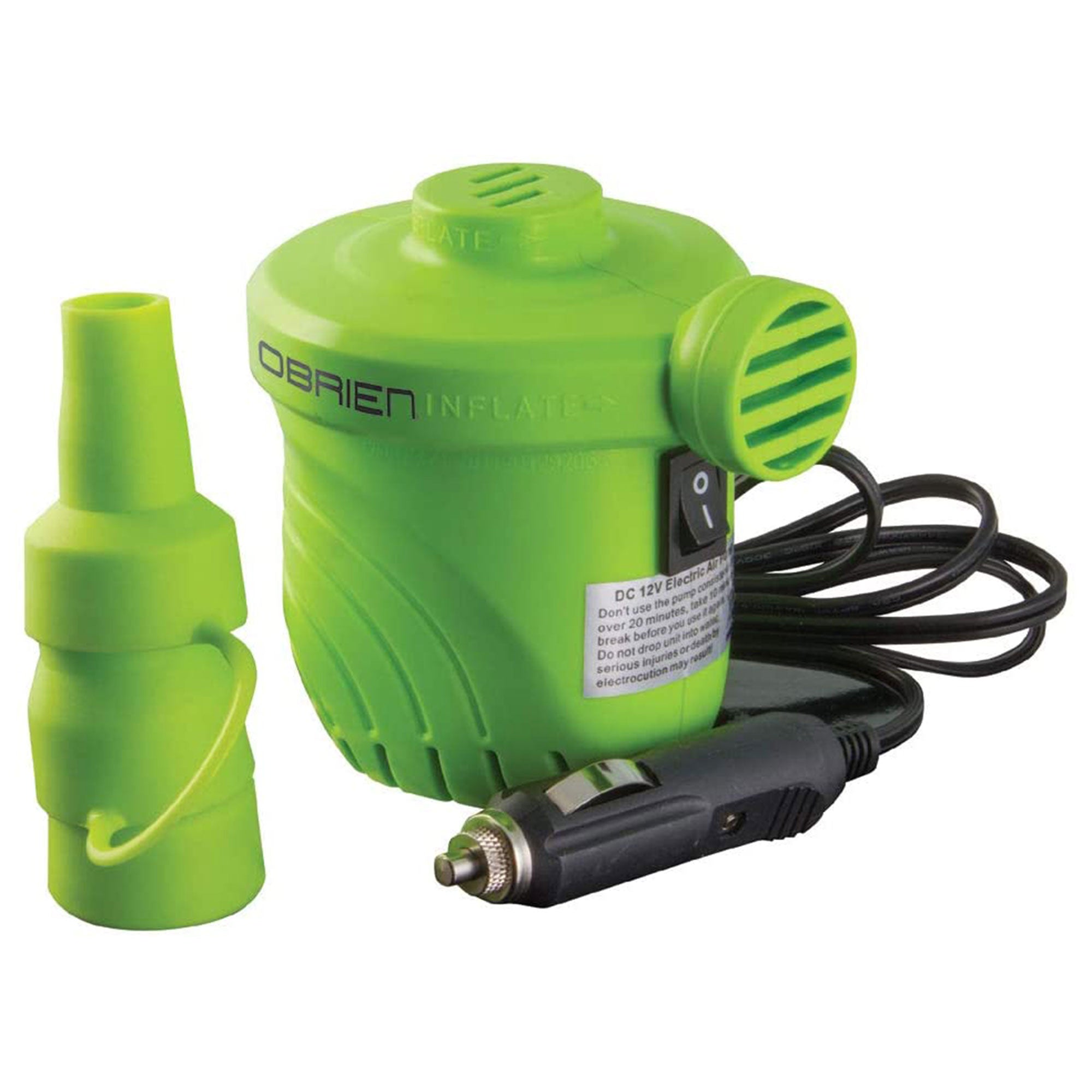 O'Brien 12 Volt Electric Inflator & Deflator Pump with 3 Nozzles & 6 Foot Cord - VMInnovations