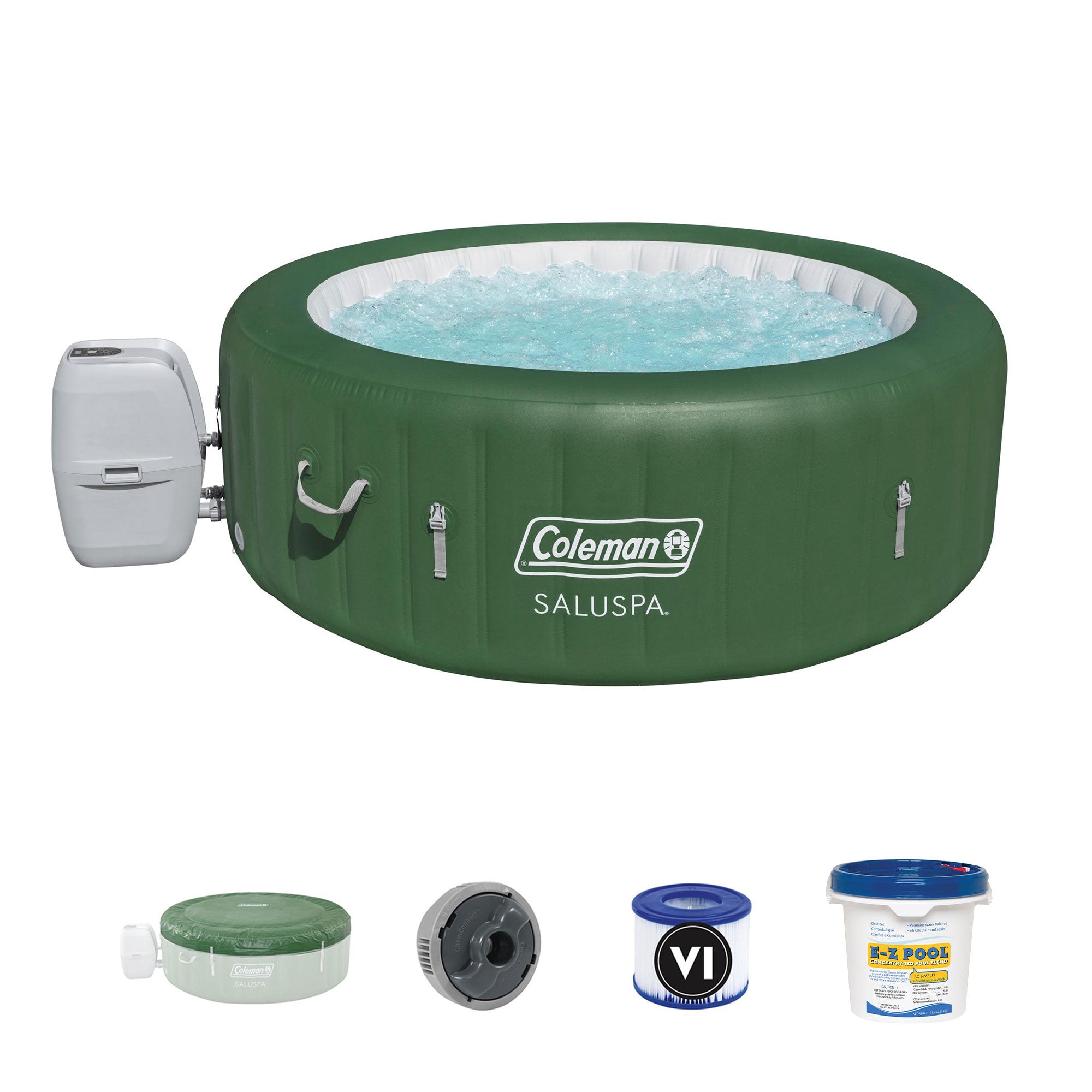 Coleman SaluSpa 6 Person Inflatable Spa with EZ Spa Weekly Algaecide Treatment - VMInnovations