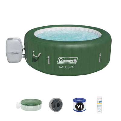 Coleman SaluSpa 6 Person Round Inflatable Outdoor Spa with API EZ pH Chemicals
