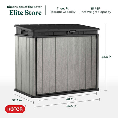 Keter Elite Store Outdoor Storage Shed 4.6 by 2.7 Foot, Deco Grey (Open Box)