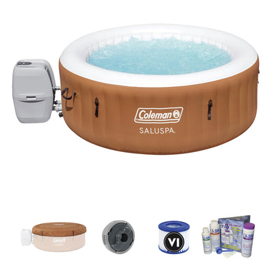 Coleman SaluSpa Miami 4 Person Inflatable Hot Tub with Balancing Testing Kit