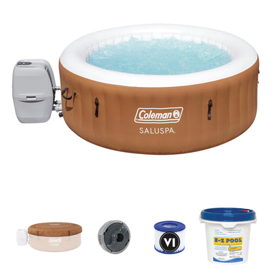 Coleman SaluSpa Miami Air Jet 4 Person Inflatable Hot Tub with Pool Treatment