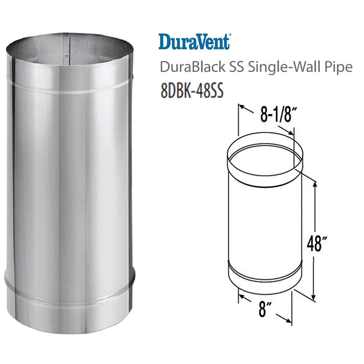 DuraVent 8DBK-48SS DuraBlack Stainless Steel Single Wall Stove Pipe (Used)