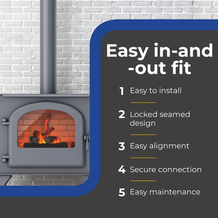 DuraVent DuraBlack 48 x 8 Inch Stainless Steel Single Wall Stove Pipe, Silver