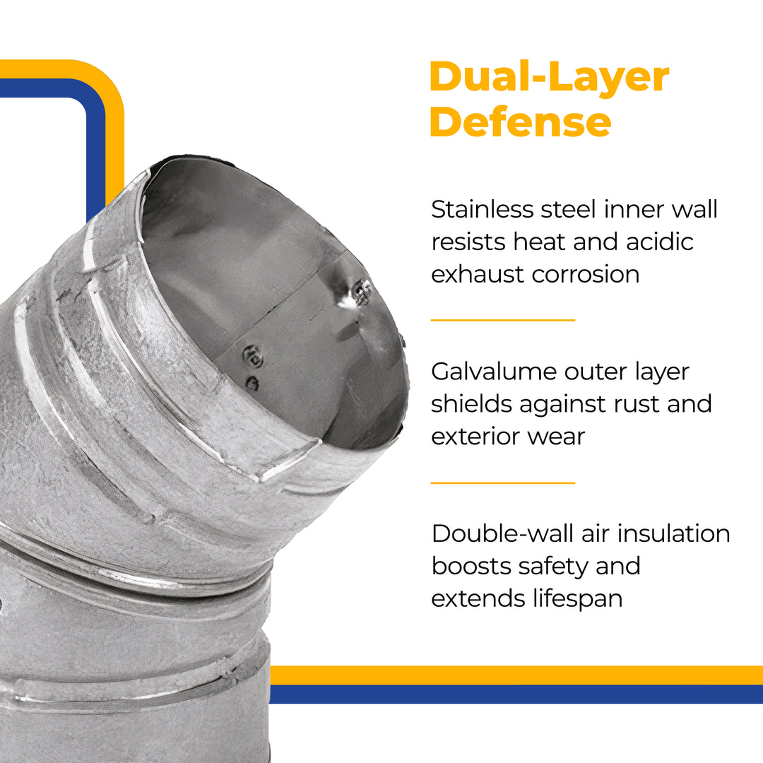 DuraVent PelletVent 6 Inches Stainless Steel 45 Degree Elbow Stove Pipe, Silver
