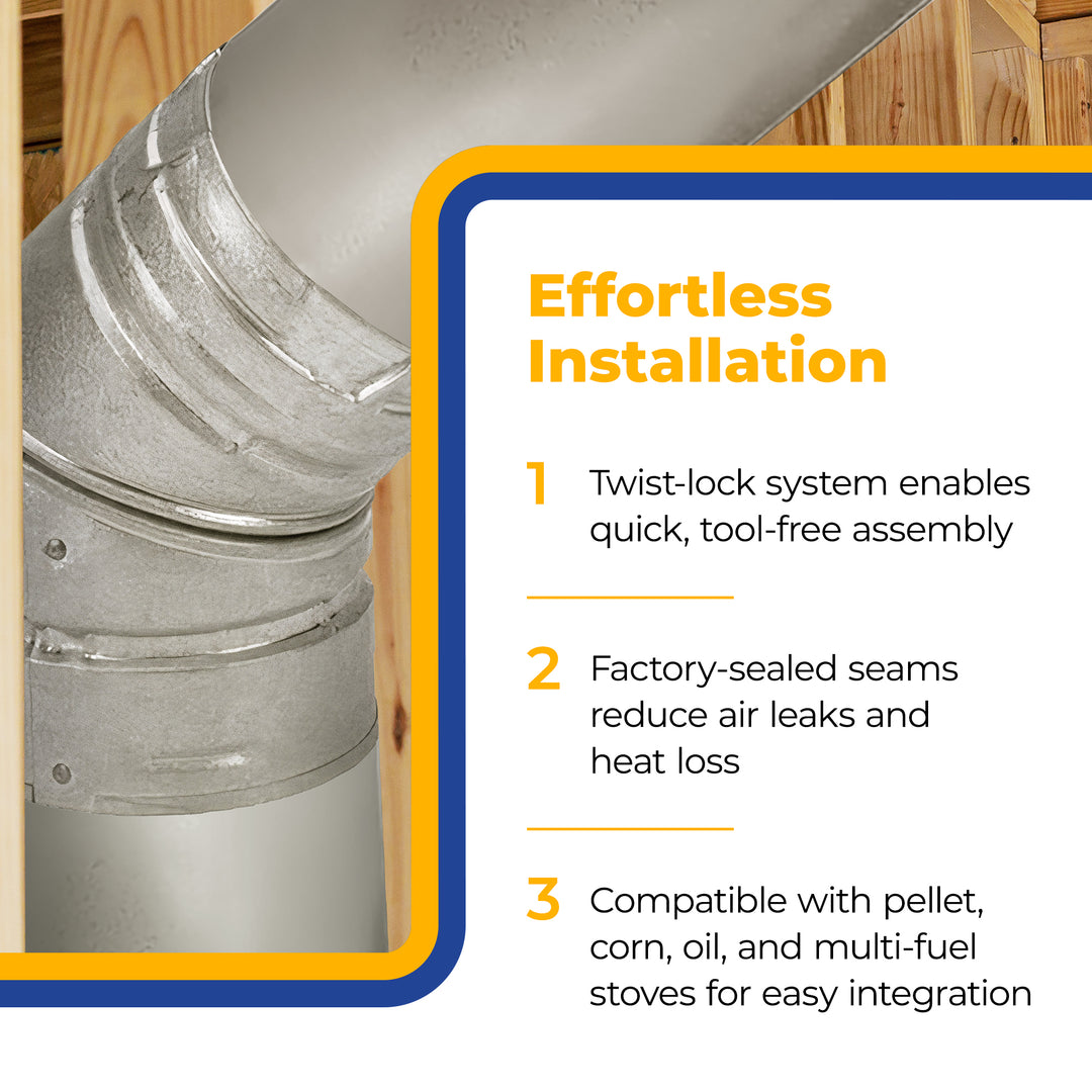 DuraVent PelletVent 6 Inches Stainless Steel 45 Degree Elbow Stove Pipe, Silver