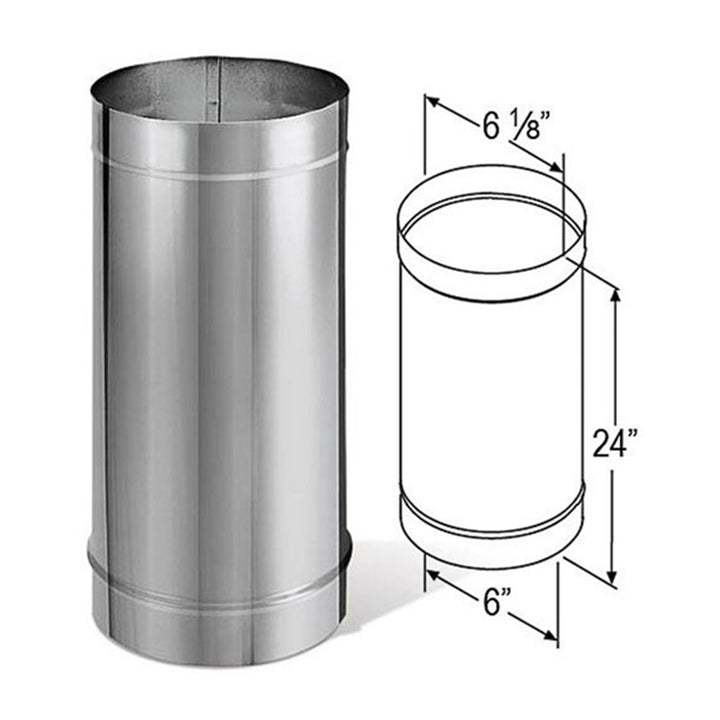 DuraVent DuraBlack 24x6" Stainless Steel Single Wall Stove Pipe Silver(Open Box) - VMInnovations
