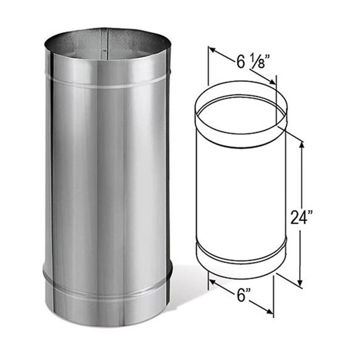 DuraVent DuraBlack 24x6" Stainless Steel Single Wall Stove Pipe Silver(Open Box)