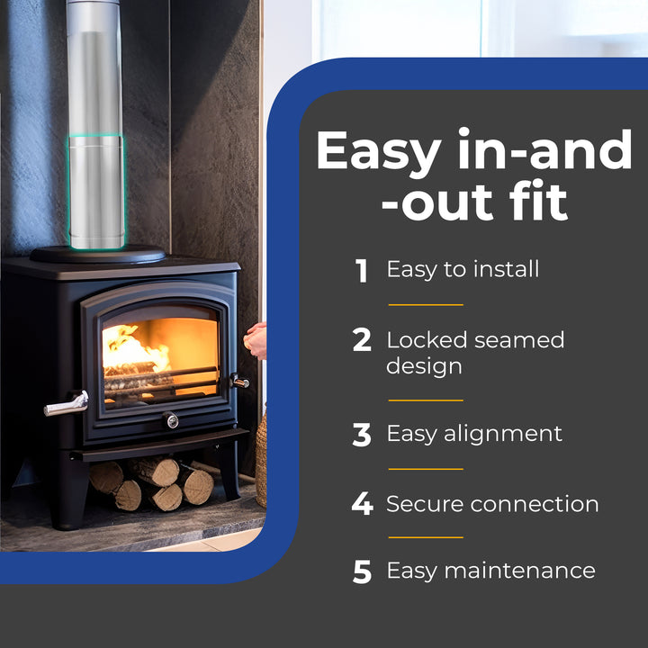 DuraVent DuraBlack 24 x 6 Inches Stainless Steel Single Wall Stove Pipe, Silver