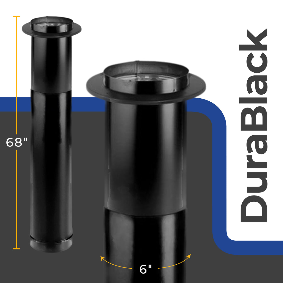 DuraVent DuraBlack Telescoping Adjustable Finishing Stove Pipe, 6 in (Open Box)