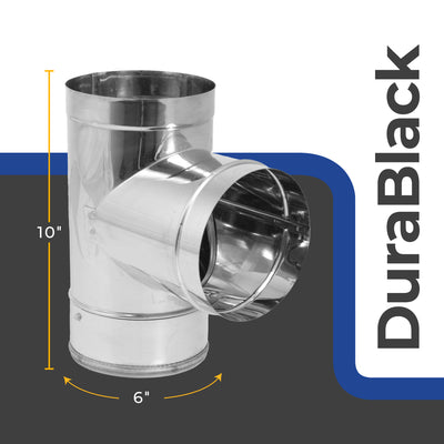 DuraVent DuraBlack Stainless Steel Single Wall Pipe Tee, 6" Diameter (Used) - VMInnovations