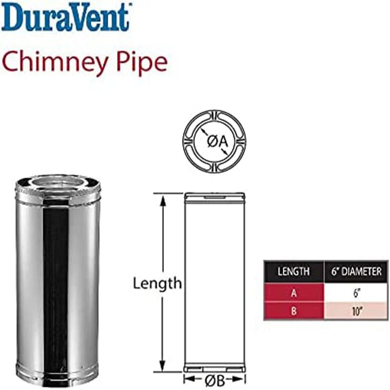 DuraVent DuraPlus 24 x 6" Galvanized Steel Triple Wall Stove Pipe, (Open Box)