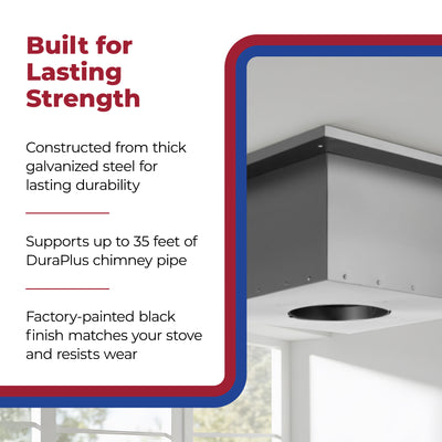 DuraVent 6" Square Steel Ceiling Support Box & Trim Collar, 24" Tall (Open Box) - VMInnovations