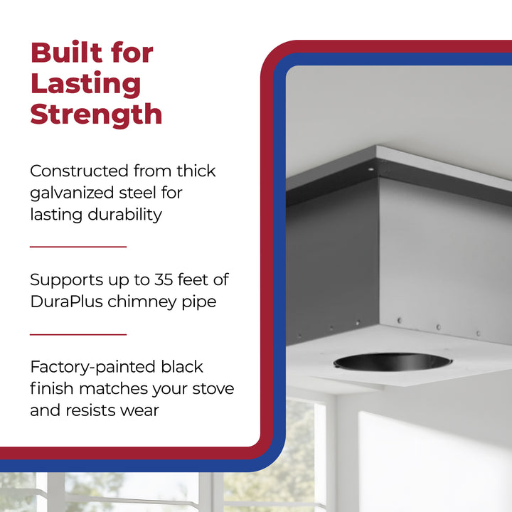 DuraVent 6" Square Steel Ceiling Support Box and Trim Collar, 24" Tall (Used)