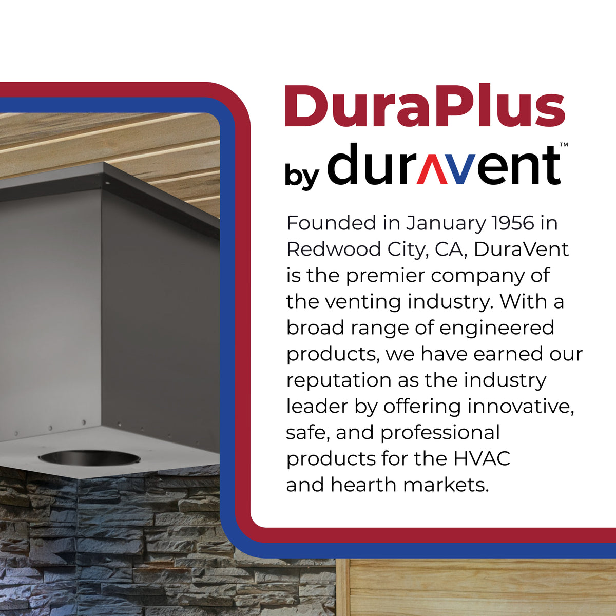 DuraVent 6" Square Steel Ceiling Support Box and Trim Collar, 24" (For Parts)