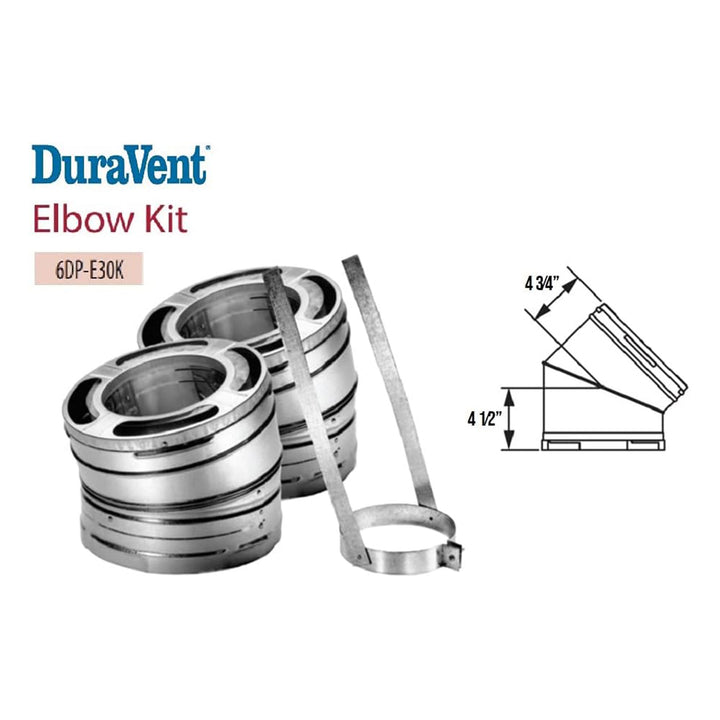 DuraVent 6DP-E30K DuraPlus 6 Inch 30 Degree Stainless Steel Swiveling Elbow Kit