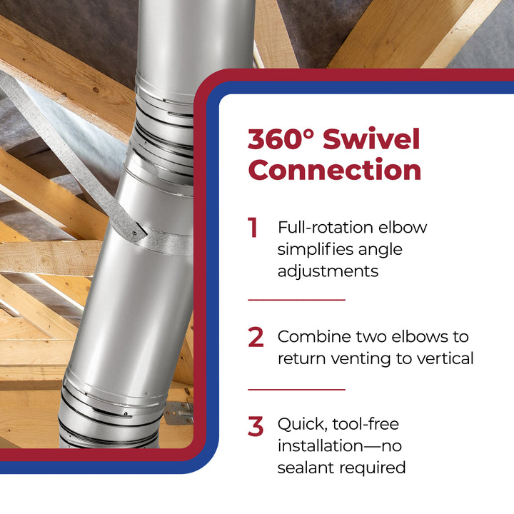 DuraVent 6DP-E30K DuraPlus 6 Inch 30 Degree Stainless Steel Swiveling Elbow Kit - VMInnovations