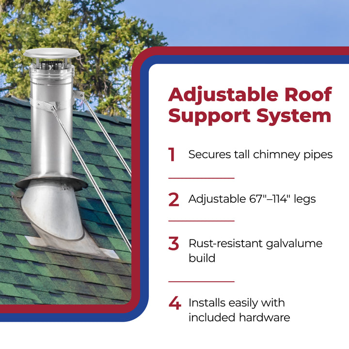 DuraVent DuraPlus 6 Inches Extended Roof Bracket Chimney Support Brace, Silver - VMInnovations