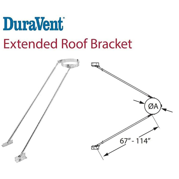 DuraVent DuraPlus 6 Inches Extended Roof Bracket Chimney Support Brace, Silver