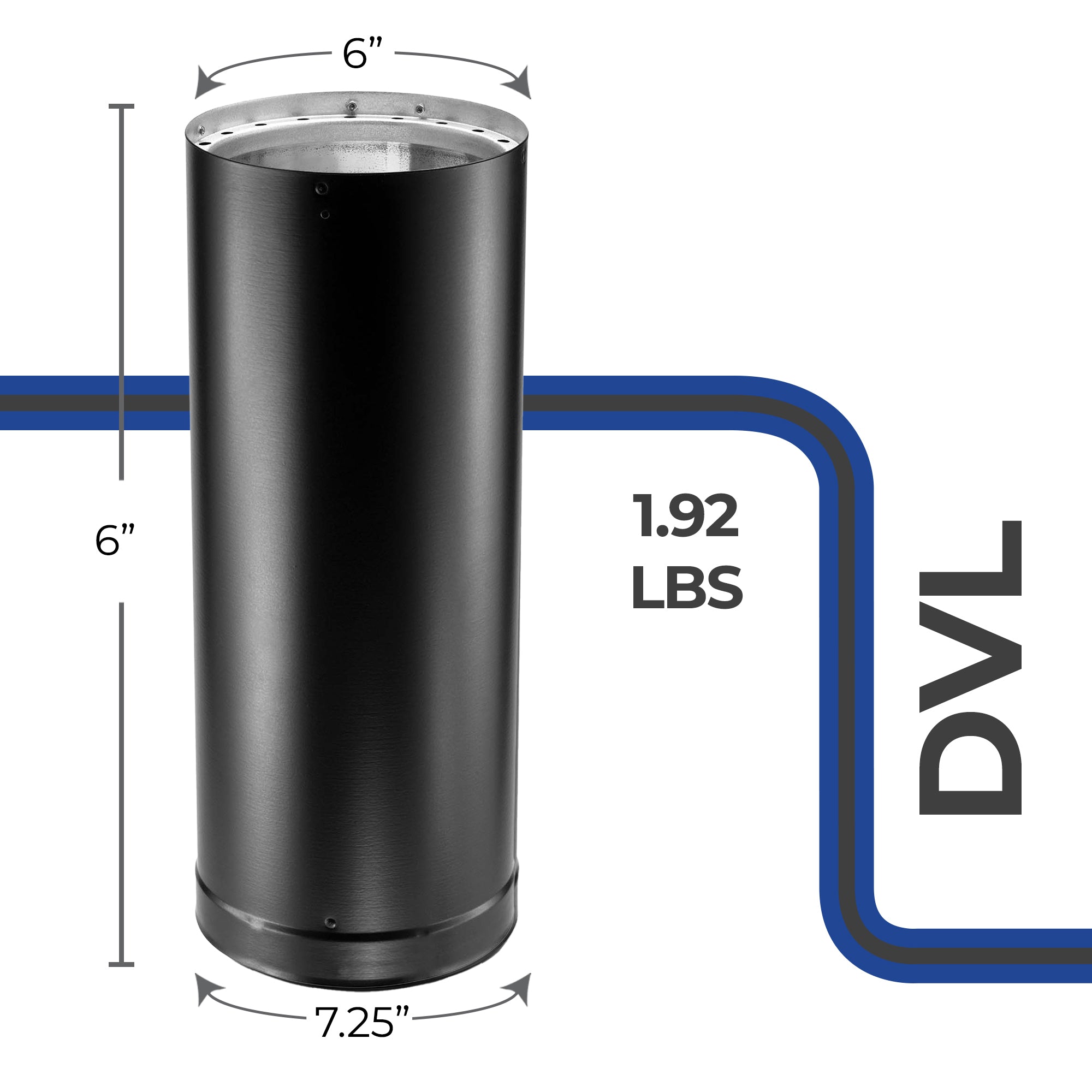 DuraVent DVL 6 Inches Galvanized Stainless Steel Double Wall Stove Pipe, Black - VMInnovations