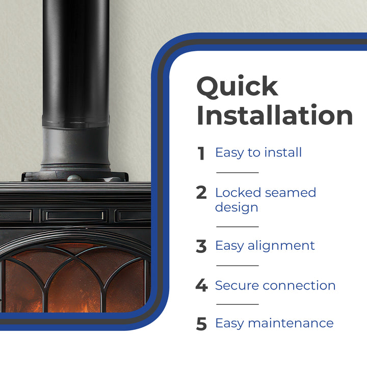 DuraVent DVL 6DVL-48 6 Inch Galvanized Steel Double Wall Stove Pipe, Black