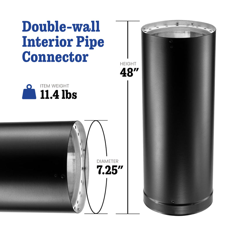 DuraVent DVL 6DVL-48 6 Inch Galvanized Steel Double Wall Stove Pipe, Black