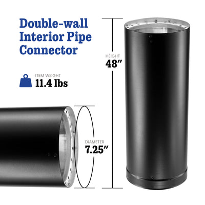 DuraVent Galvanized Steel Double Wall Stove Pipe, 6 x 48 Inch, Black (For Parts)