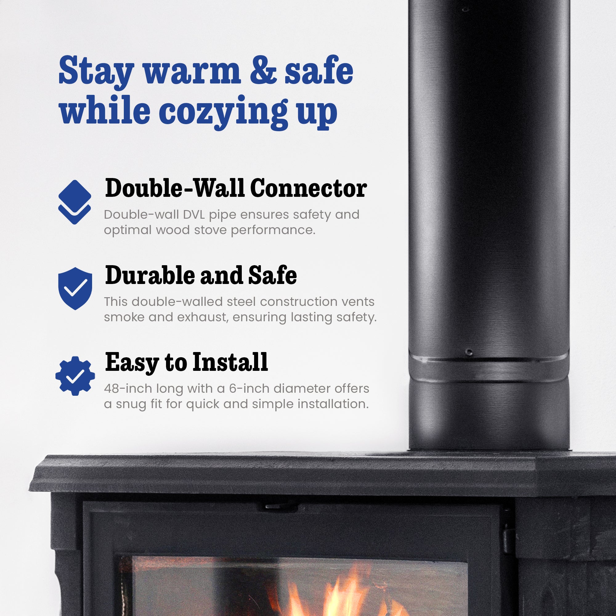 DuraVent 6DVL-48 DVL Galvanized Steel Double Wall Stove Pipe, 6 x 48", (Used) - VMInnovations