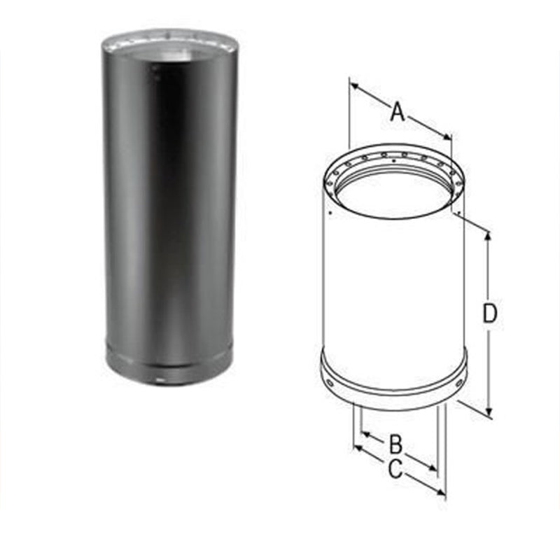 DuraVent Galvanized Steel Double Wall Stove Pipe, 6 x 48 Inch, Black (For Parts)