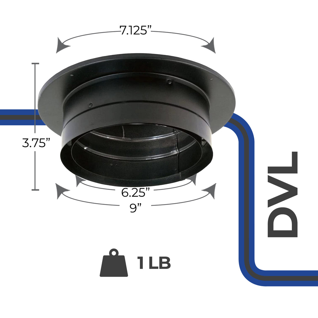 DuraVent DVL 9 x 9 in. Galvanized Stainless Double Wall Ceiling Adapter, Black - VMInnovations