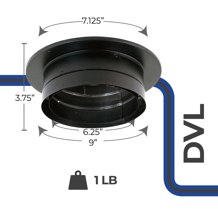 DuraVent DVL 9 x 9 in. Galvanized Stainless Double Wall Ceiling Adapter, Black - VMInnovations
