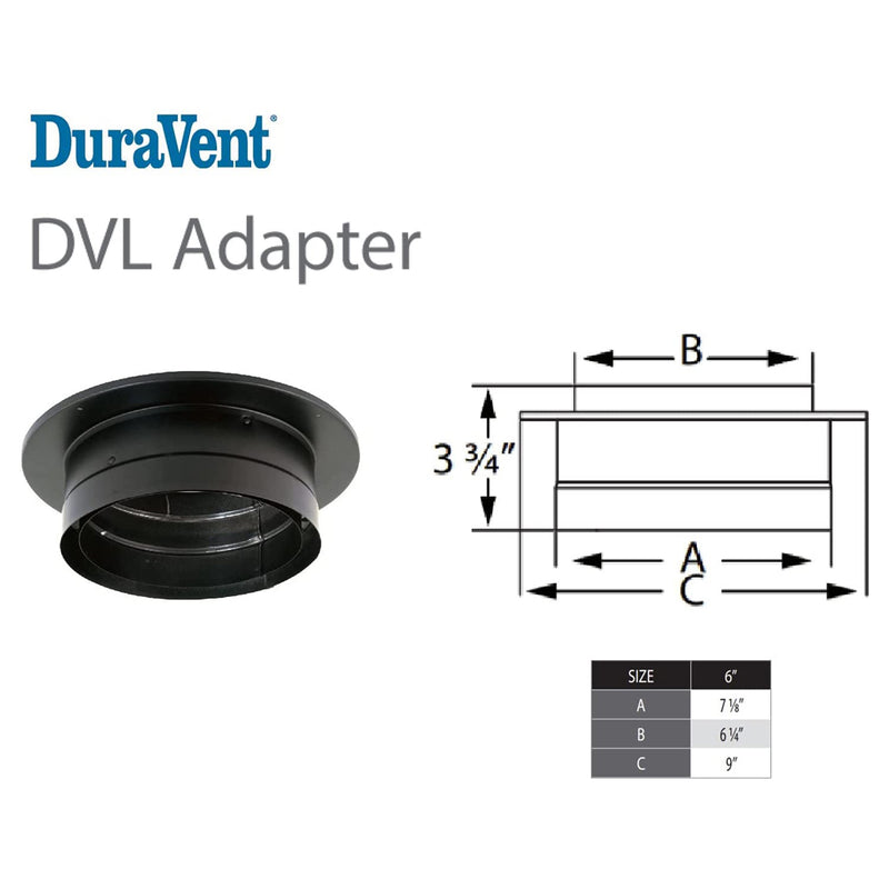 DuraVent DVL Stainless Steel Double Wall Ceiling Adapter, 9 x 9 Inch (For Parts)