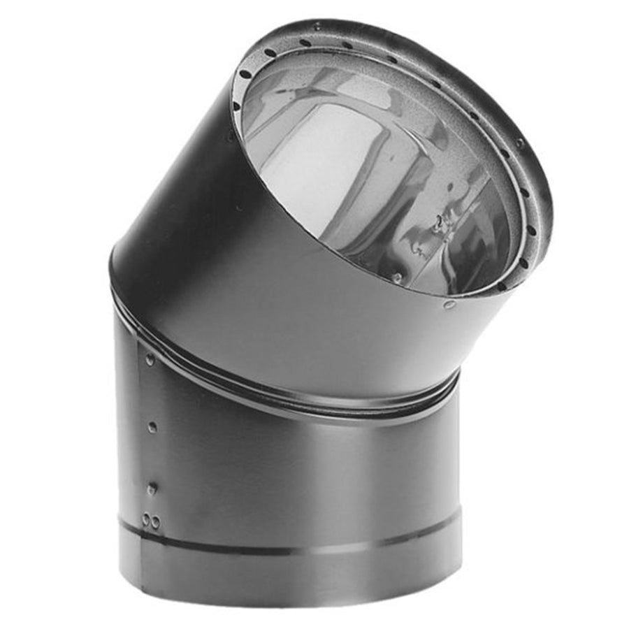 DuraVent DVL Galvanized Double Wall Stove Pipe 45 Degree Elbow, Black (Open Box) - VMInnovations