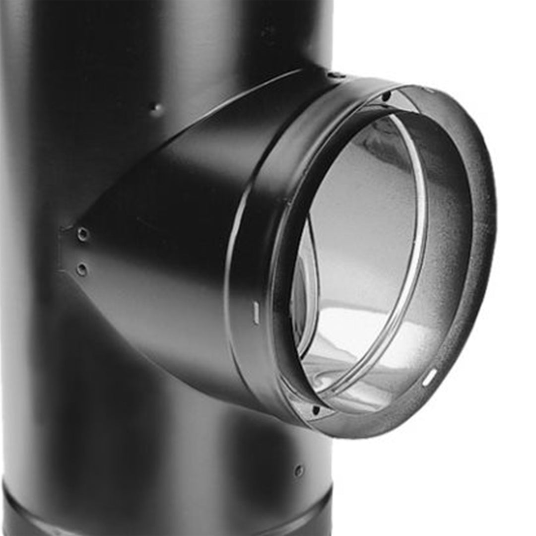 DuraVent Steel Double Wall Tee with Cleanout Cap, 7" Diameter, Black (Open Box)