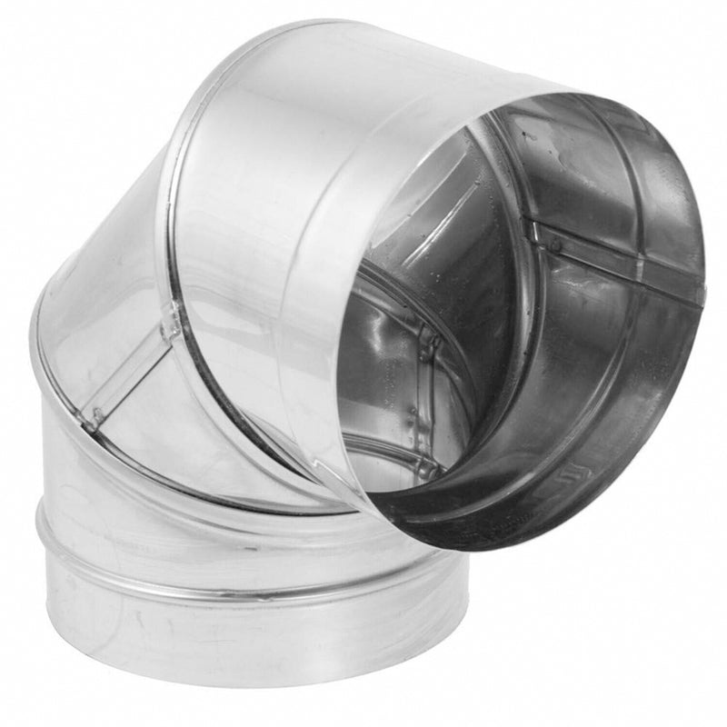 DuraVent DBK 8 in Stainless Steel Single Wall 90 Degree Elbow Stove Pipe, Silver