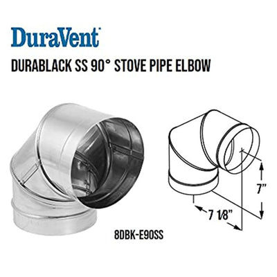 DuraVent Stainless Steel Single Wall 90 Degree Elbow Stove Pipe, 8 In (Open Box)