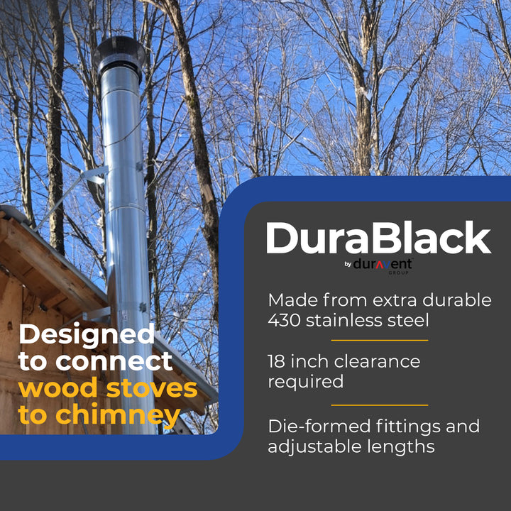 DuraVent DBK 8 in Stainless Steel Single Wall 90 Degree Elbow Stove Pipe, Silver