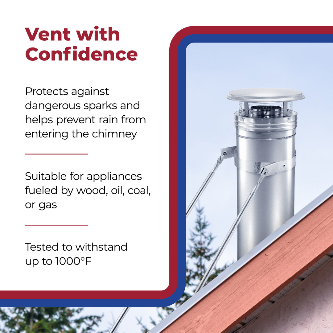 DuraVent DuraPlus 8DP-VC 8 Inch Diameter Stainless Steel Round Chimney Cap - VMInnovations