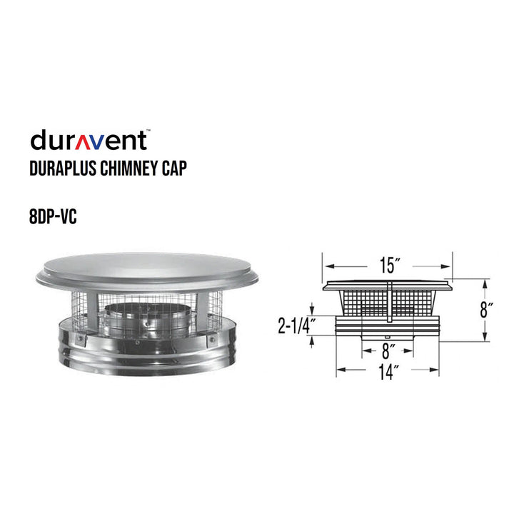 DuraVent DuraPlus Stainless Steel Round Chimney Cap, 8 Inch Diameter (Used) - VMInnovations